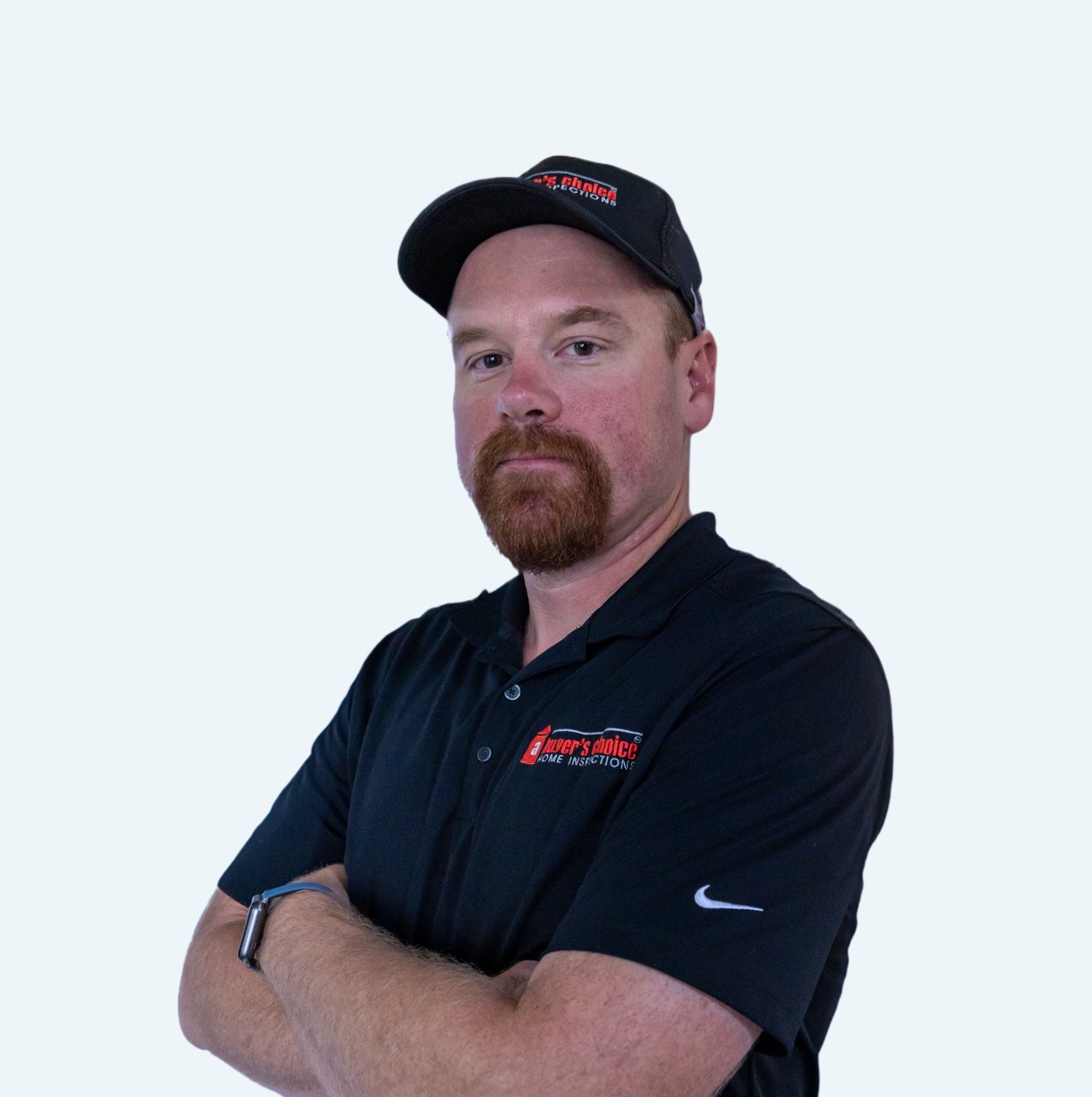 Nate McVay wearing a black shirt with the complete ABCHI wordmark